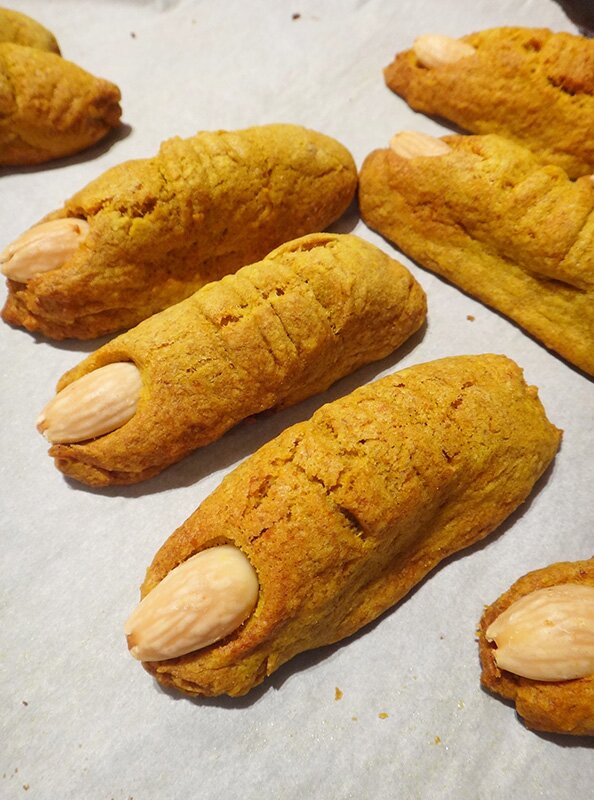 Ghoulish Pumpkin Finger Cookies Ghoulish Pumpkin Finger Cookies