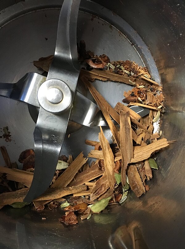 You don't have to blitz your masala chai ingredients before brewing but it does release more flavour I feel.
